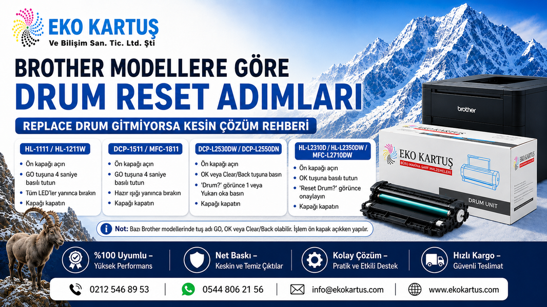 Brother Modellere Göre Drum Reset Adımları
