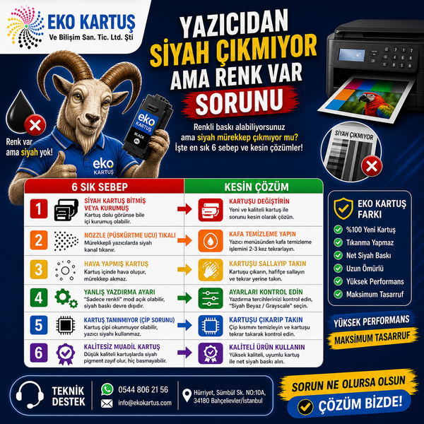 Yazıcıdan Siyah Çıkmıyor Ama Renk Var Sorunu