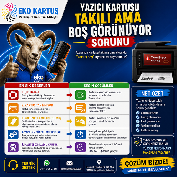 Yazıcı Kartuşu Takılı Ama Boş Görünüyor Sorunu