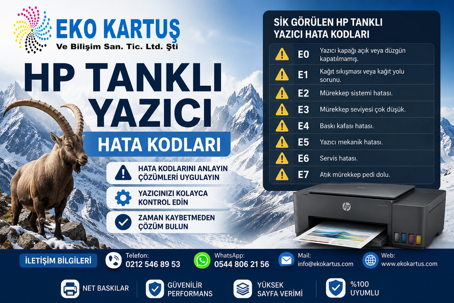 HP Tanklı Yazıcı Hata Kodları ve Çözüm Yöntemleri