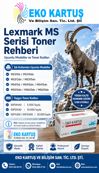 Lexmark MS Serisi Toner Rehberi: Uyumlu Modeller ve Toner Kodları
