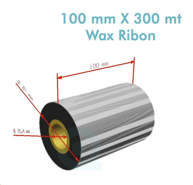 100mm x 300 Metre Dışa Sarım (Outside) Wax Resin Ribon