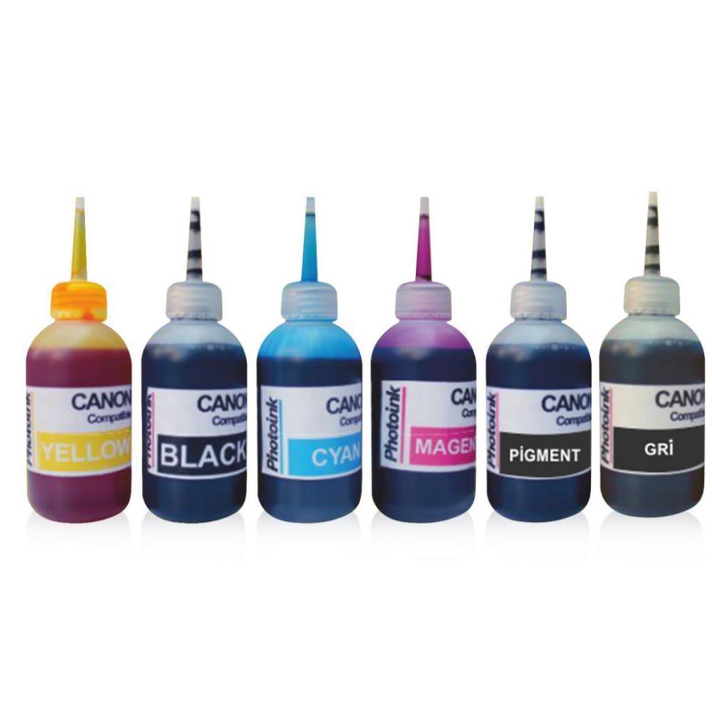 6 Kartuşlu Canon Yazıcılar için uyumlu 6 adet 100 ml Mürekkep SETİ (PHOTO INK Akıllı Mürekkep) - Main view