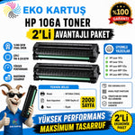 Hp Laser 107 2’Lİ AVANTAJLI ÇİPLİ106A Muadil Toneri
