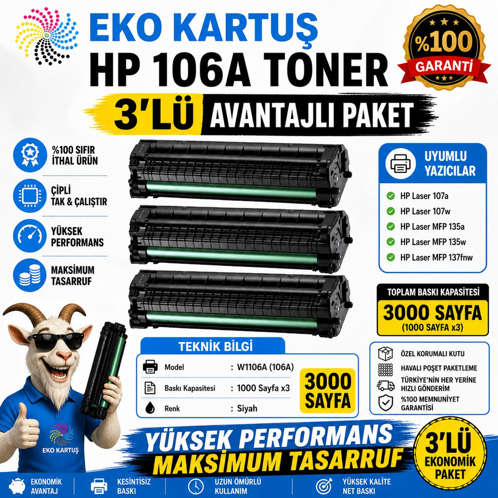 Hp 4ZB77A 3’LÜ AVANTAJLI ÇİPLİ 106A Muadil Toneri