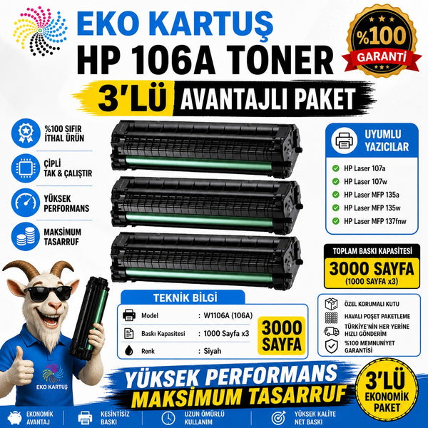Hp 4ZB77A 3’LÜ AVANTAJLI ÇİPLİ 106A Muadil Toneri