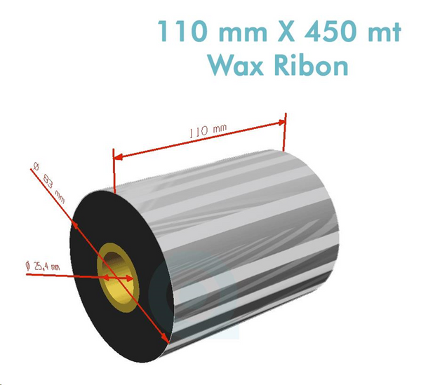 Ribbon" WX-10FBK (Standart Wax) 110mm x 450m 1 inç Outside