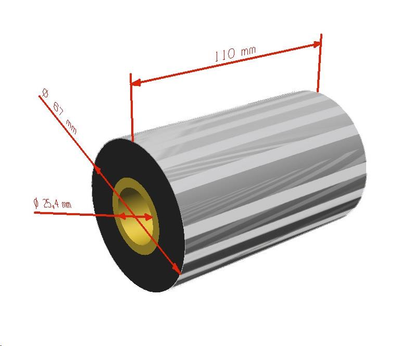 WX-10FBK Standart Wax Ribbon 110mm x 300m 1 inç Outside
