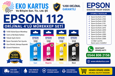 EPSON L15180  Ecotank 112 SET 4 RENK ORİJİNAL MÜREKKEP