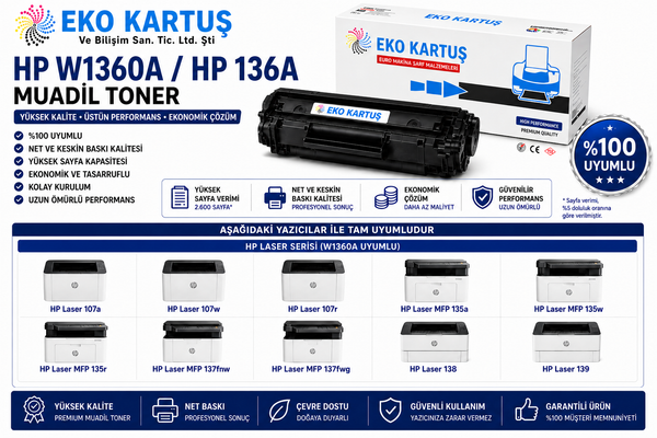 Hp Laserjet M211dw 136A muadil Toner ÇİPSİZ