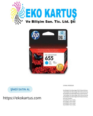 HP 655 CZ110AE  CYAN (Mavi) Orijinal Kartuş