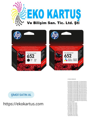 HP 652 F6V25AE Siyah - HP 652 F6V24AE Renkli  Orijinal Kartuş 2'Lİ PAKET