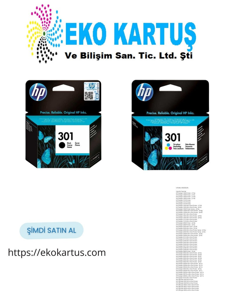 Hp 301 2'li Paket Siyah- Üç Renkli Orijinal Set
