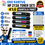 HP Color LaserJet Enterprise X55745 Muadil Toneri 4 Renk ÇİPLİ 213A (W2130A)