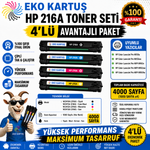 Hp Color LaserJet Pro M182nw 216A W2410A  4 RENK  Muadil Toner ÇİPLİ