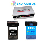 HP 21XL - 22XLYüksek Kapasiteli Muadil Kartuş SET 2'Lİ PAKET