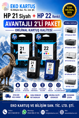 HP DeskJet F370 HP 22 RENKLİ VE 21 SİYAH 2'Lİ PAKET