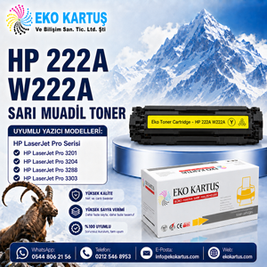 HP W2222A (222A) YELLOW MUADİL TONER 3201/3288/3204/3303/ 3203/3208/3388  ÇİPLİ