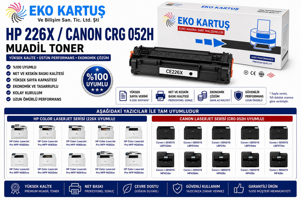 HP Laserjet Pro M426FDW CF226X UYUMLU TONER (9000 Sayfa)