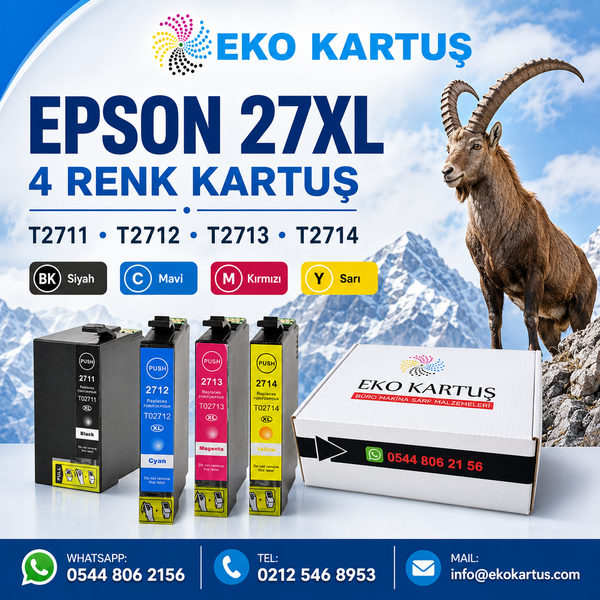 Epson 27XL Yüksek Kapasiteli Uyumlu Kartuş SET 4'LÜ PAKET