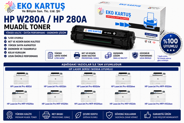 HP LaserJet Pro 400 M401dn Uyumlu Yeni İthal Toner 280A (2500 Sayfa)