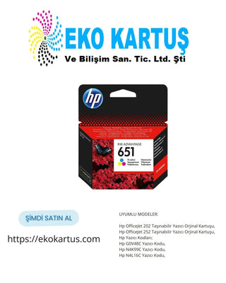 Hp 651-C2P11AE Renkli Orjinal Kartuş
