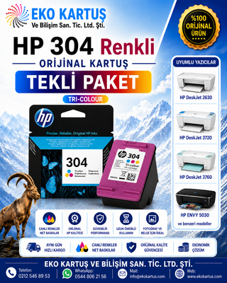 HP 304 N9K05AE Renkli Orijinal Kartuş