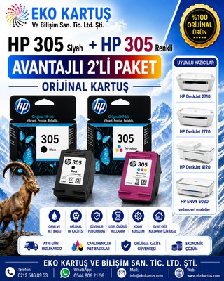 HP ENVY 6432  HP 305 RENKLİ VE SİYAH 2'Lİ PAKET