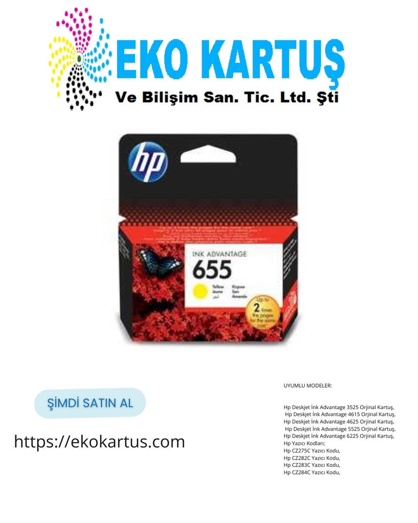 HP 655 CZ112AE YELLOW (Sarı) Orijinal Kartuş
