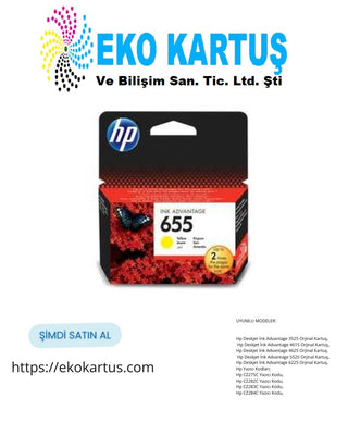 HP 655 CZ112AE YELLOW (Sarı) Orijinal Kartuş
