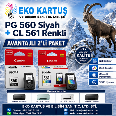 Canon PIXMA TS5353 CL 561 RENKLİ VE 560 SİYAH 2'Lİ PAKET