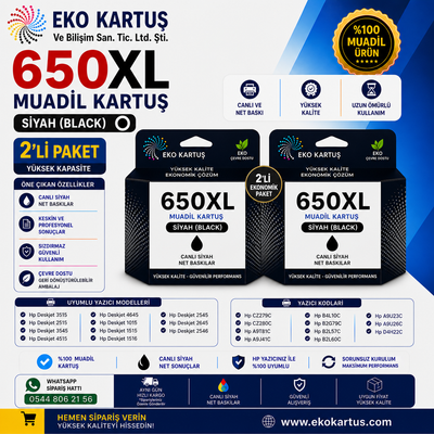 HP 650X    SİYAH 2Lİ PAKET MUADİL Kartuş