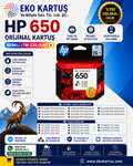 HP 650 CZ101AE BLACK - HP 650 CZ102AE Renkli Orijinal Kartuş 2'Lİ PAKET