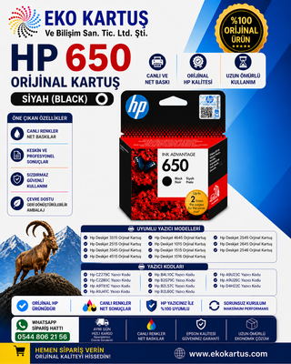 HP 650 CZ101AE BLACK  Orijinal Kartuş
