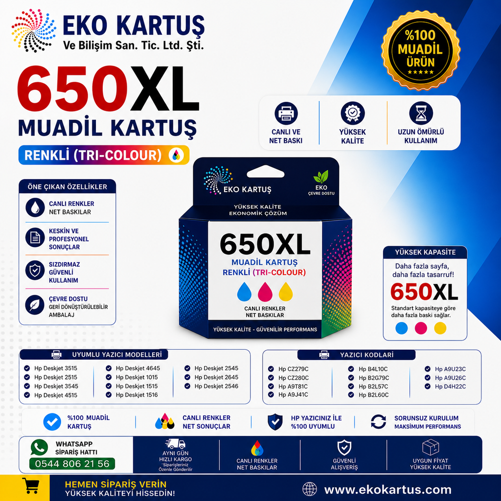 HP 650X    RENKLİ MUADİL Kartuş