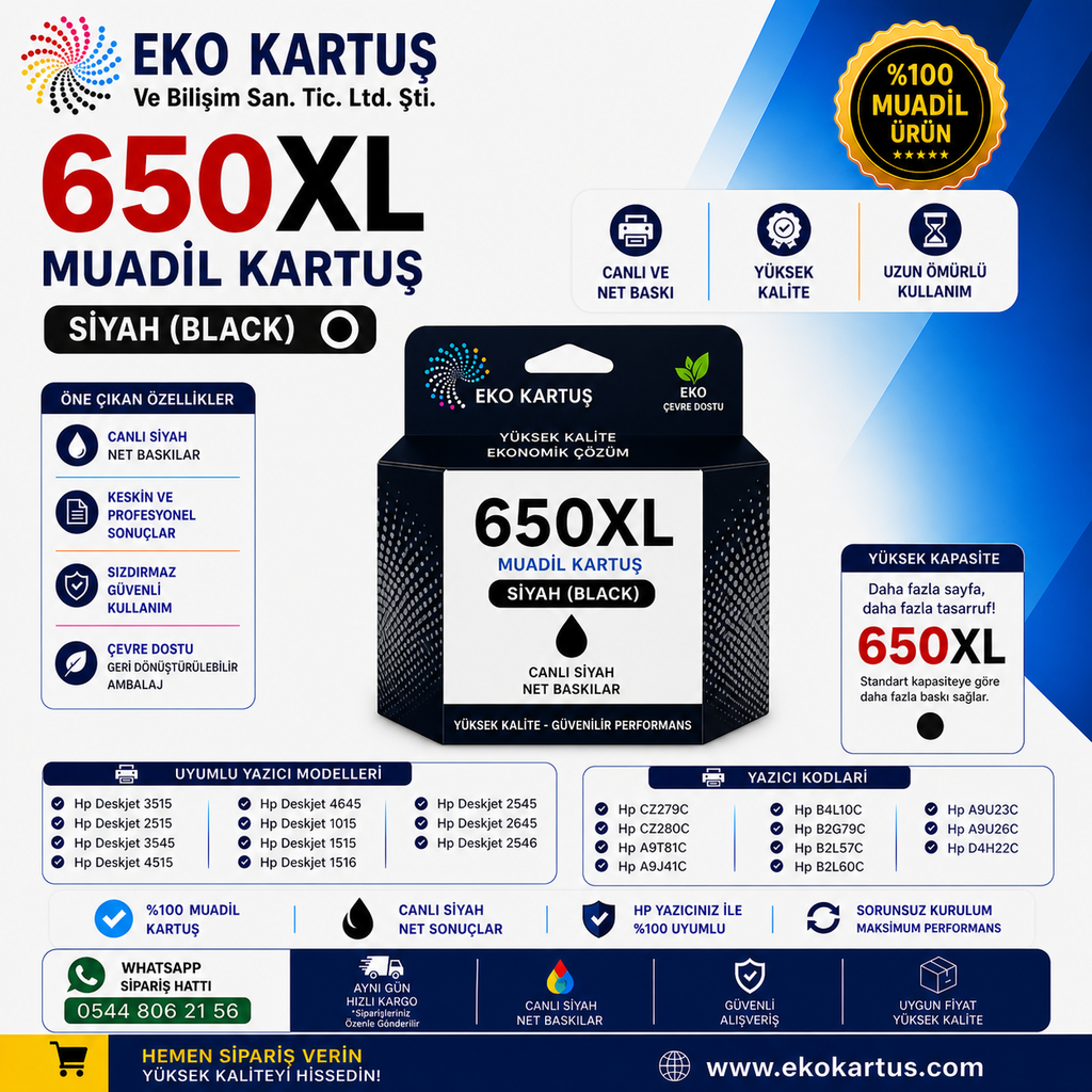 HP 650X SİYAH MUADİL Kartuş