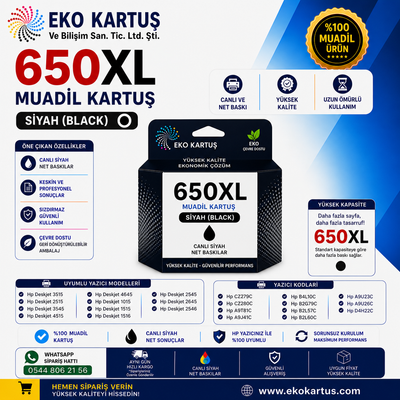 HP 650X  BLACK MUADİL Kartuş