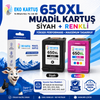 HP 650 CZ101AE BLACK - HP 650 CZ102AE Renkli  MUADİL Kartuş   2'Lİ PAKET
