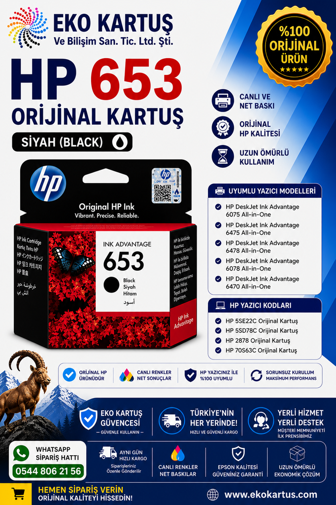 HP- 653 3YM75AE Siyah Orijinal Kartuş