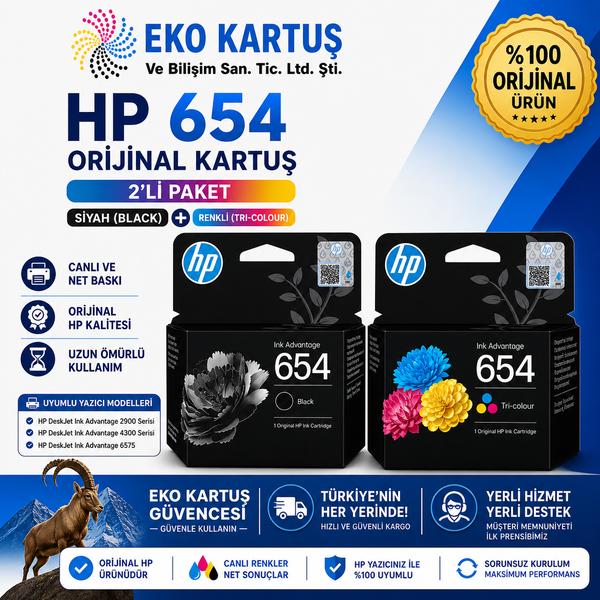 HP DeskJet Ink Advantage 4300, 654 İkili Orijinal Kartuş Paketi