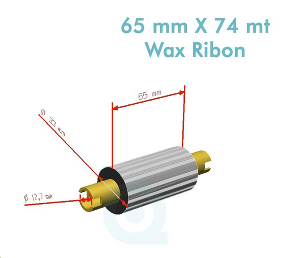 65 mm x 74 m Wax Ribon orta sarım