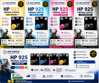 HP Officejet Pro 8120 ORİJİNAL 925  KARTUŞ  4 RENK SET