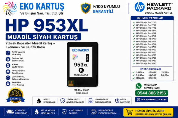 HP Officejet 8702 siyah Kartuş 953XL (Muadil)