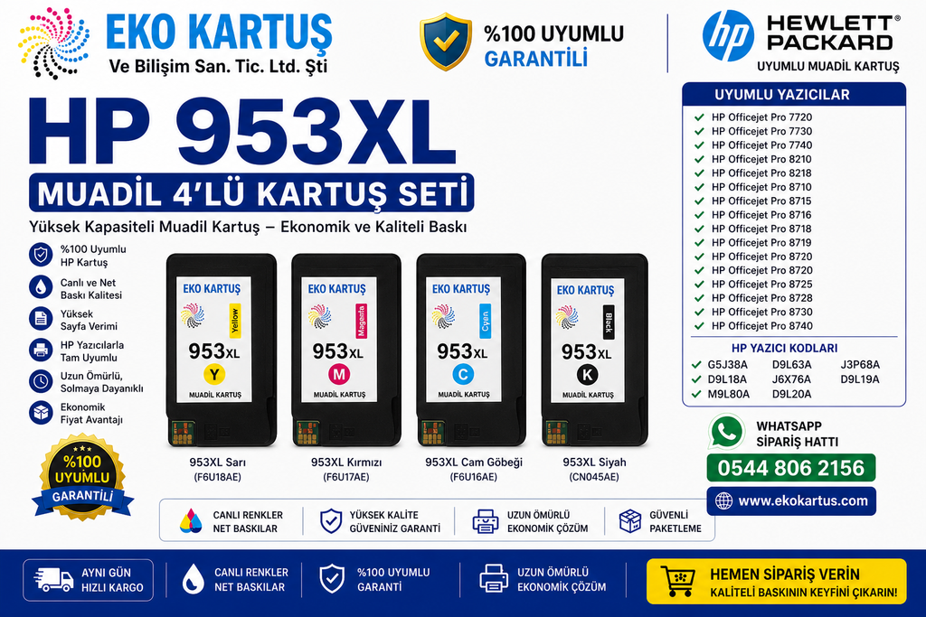 Hp Officejet Pro 8710 muadil Kartuş 953xl  set 4 renk