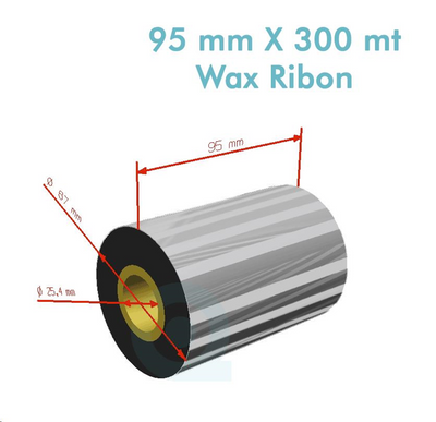 Ribbon WX-10FBK (Standart Wax)  95mm x 300m  1 inç Outside