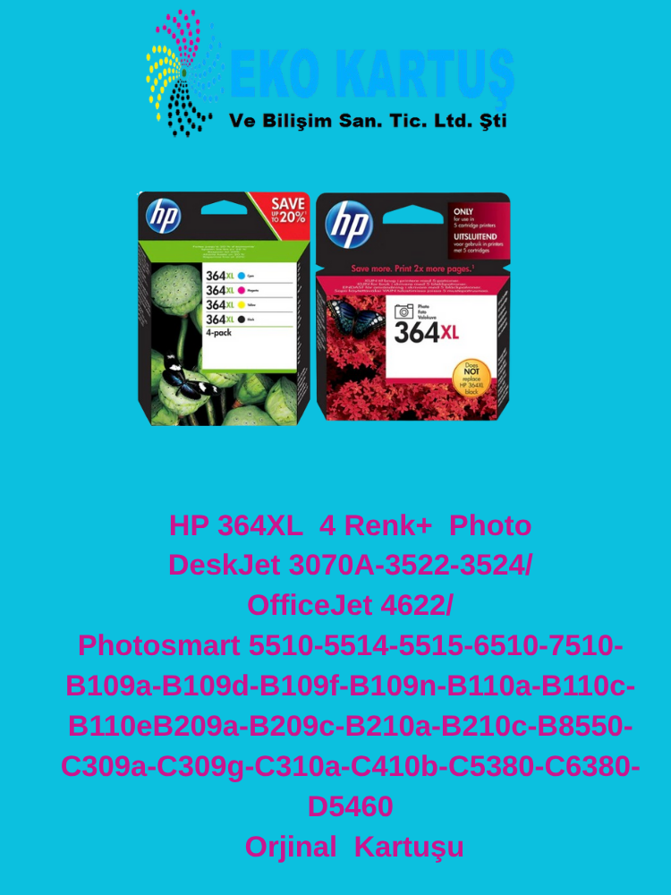 Hp 364xl Orjinal Kartuş TAKIM  4 RENK+Photo