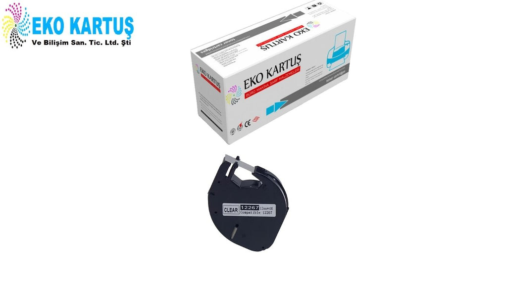DYMO LetraTag 12267 PLASTİK ŞEFFAF ETİKETE SİYAH 12268-S07215