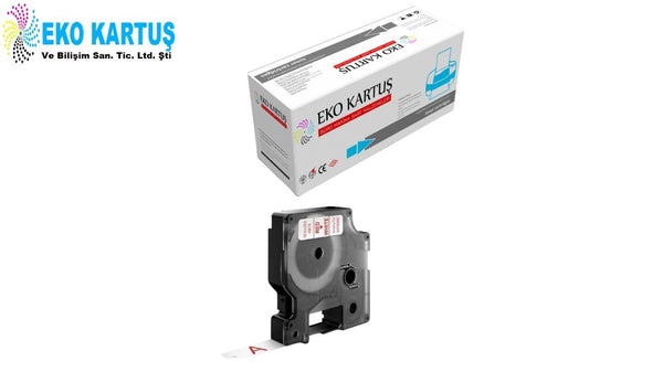 DYMO D1 45015 KIRMIZI YAZI BEYAZ ETİKET ÜZERİNE (12mm x 7m)