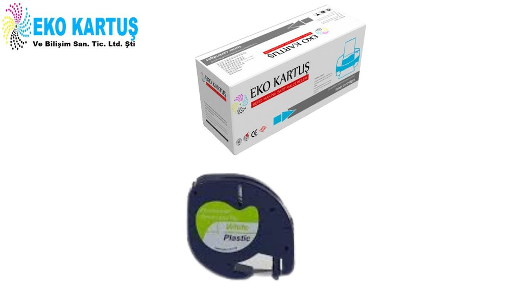 DYMO LetraTag 59422 PLASTIC WHITE ON BLACK (S0721660) (12mm x 4M)