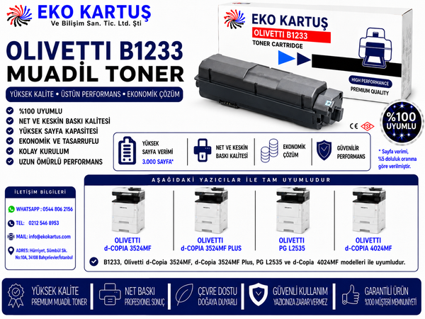 OLIVETTI B1237 SİYAH MUADİL TONER  P 2226- P 2226,
